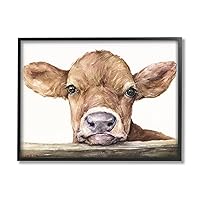 Stupell Industries Cute Baby Cow Animal Watercolor Painting Framed Giclee Art Design By Artist George Dyachenko