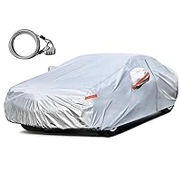 kayme Car Cover for Automobiles All Weather Waterproof with Lock and Zipper Door, Outdoor Cover Sun Uv Rain Protection, Fit Sedan (194 to 208 Inch) H4