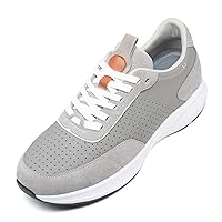 CHAMARIPA Men's Invisible Height Increasing Elevator Shoes Lace-Up Fashion Casual Comfortable Sneakers Genuine Leather Lifting Shoes That Make You 2.36/2.76 Inches Taller Handcrafted