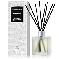Black Vanilla Reed Diffuser Set - Scented Oil Diffuser with 10 Sticks, 6.1 oz /180ml, Home Fragrance for Bedroom Bathroom Living Room, Home & Office Decor
