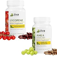 Bundle Jiva Lycopene Supplement 30 mg - 120 Vegan Capsule, and Amla (Amalaki) Herbal Supplement - 120 Vegan Capsules, Alternative to Amla Juice and Prostate Health and Normal Heart Function Support