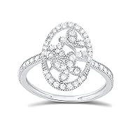 Sterling Silver Cz Filigree Butterfly Ring (Size 4-9)
