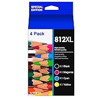 812XL Ink Cartridges High Yield Remanufactured Replacement for Epson 812 XL T812XL 812 to use with WF-7820 WF-7840 WF-7310 EC-C7000 Printer (4 Pack, BCMY)