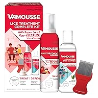 Vamousse Lice Emergency Kit, Includes Lice Treatment Mousse (6 Oz), Daily Lice Shampoo (4 Oz) & Steel Lice Comb for Kids & Adults, Ideal for Daily Use