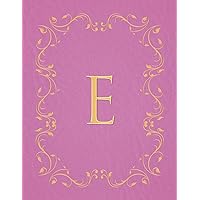 E: Modern, stylish, capital letter monogram ruled composition notebook with gold leaf decorative border and baby pink leather effect. Pretty with a ... use. Matte finish, 100 lined pages, 8.5 x 11.