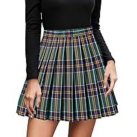 Women Girls Short Plaid Pleated Skirts Cosplay Costumes High Waist Pleated A Line Mini Skirt