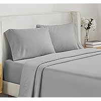 California Design Den - Finest Cotton Sheets King Size Soft 100% Cotton Cooling Sheets Deep Pockets Snug Fit Elastic, 500 Thread Count, 4-Pc Set, Premium Quality Bedsheet Set (Solid - Light Gray)
