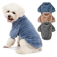 Dog Sweater, 3 Pack Dog Sweaters for Small Dogs, Dog Clothes for Small Dogs Girl Boy, Ultra Soft and Warm Puppy Sweater Dog Coat for Winter Christmas (Medium, Blue+Lt Coffee+Dark Grey)
