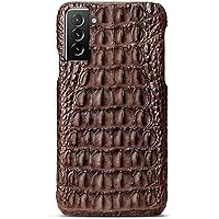 Luxury Brown Alligator Phone Back Cover, for Samsung Galaxy S22+/ Plus (2022) 6.6 Inch Business Shockproof Breathable Scratch Resistant Case,Caudal fin