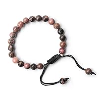 Rhodonite Adjustable 8 mm Beads Bracelet Natural Healing Crystal Reiki Chakra Stone…