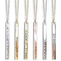 MignonandMignon Dainty Vertical Custom Name Bar Necklace Hand Stamped Personalized Gifts for Her Bridesmaid Proposal Jewelry Mother's Day Best Friend -13N