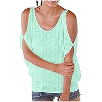 Women's Sexy Tops Short Sleeve Cold Shoulder O Neck Basic Tee Tops Trendy 2024, S-2XL