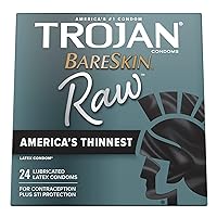 BareSkin Raw Thin Condoms, Lubricated Condoms For Men, America’s Number One Condom Brand, 24 Count Pack