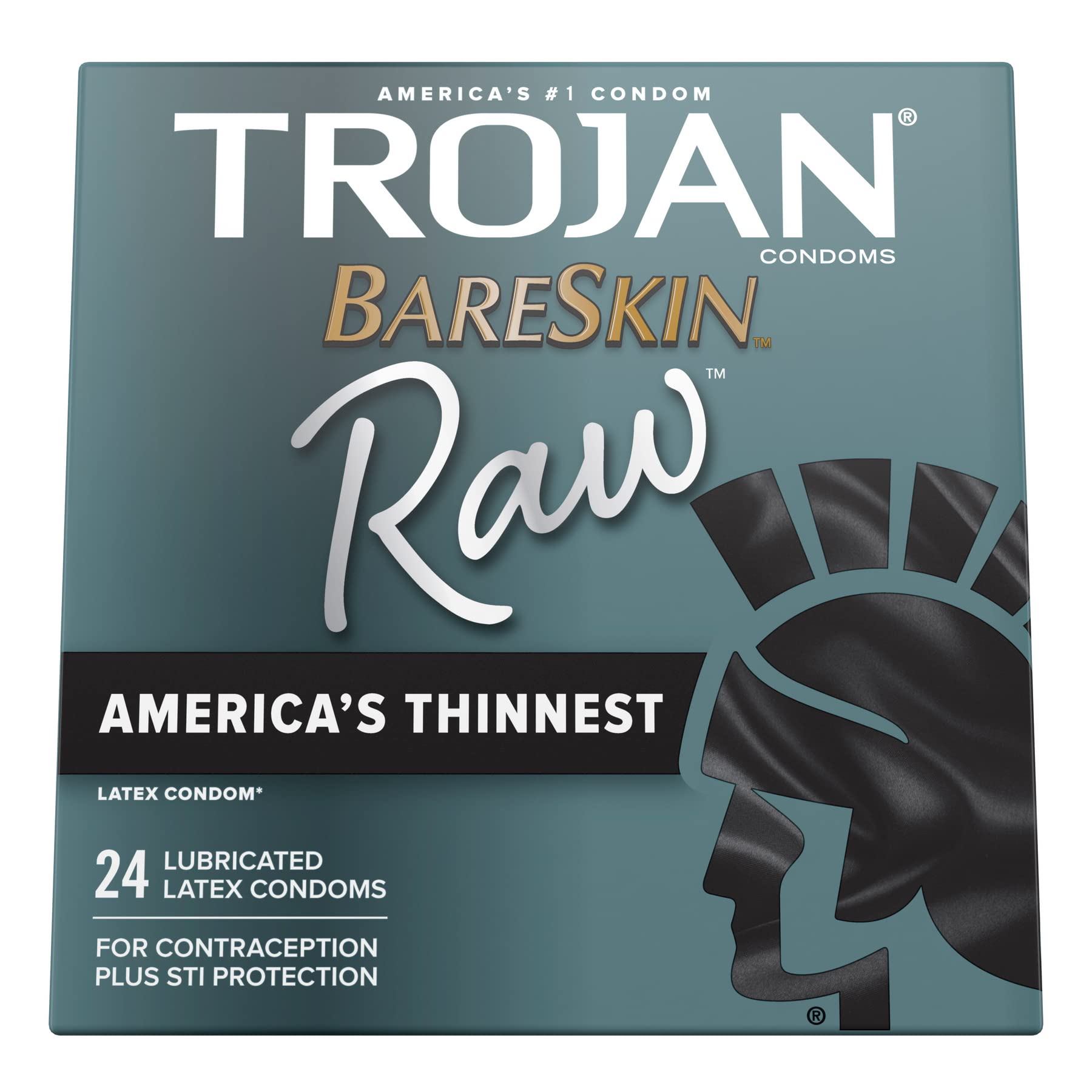 TROJAN BareSkin Raw Thin Condoms, Lubricated Condoms for Men, America’s Number One Condom Brand, 24 Count Pack