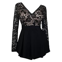 eVogues Plus size Lace Overlay Romper Dress