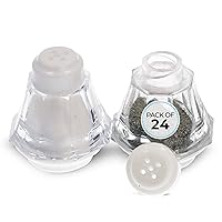 Plastic Mini Salt and Pepper Shakers For Party’s, Restaurants and Wedding’s - 24 Pcs (White)