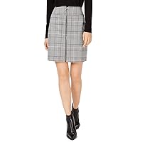 INC International Concepts Women's Plaid Zip-Front Skirt,Grey,XL