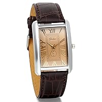 Avaner Square Watch with Leather Strap, Vintage Leather Men's Watches, Women's Watches, Roman Numerals, Analogue, Quartz, Classic, Retro, Couple Watches for Men and Women