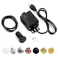 Garbage Disposal Air Switch Kit, Sink Top Air Button for Waste Disposer with Aluminum Alloy Control Module (LONG PLASTIC BLACK BUTTON) by CLEESINK