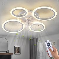 HuixuTe Geometric Ceiling Fan with Lights Remote Control, 3 Colors 6 Speeds 26