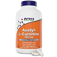Foods Now Acetyl L Carnitine 500mg, 360 Veg Capsules - Non-GMO ACL 500 mg Caps