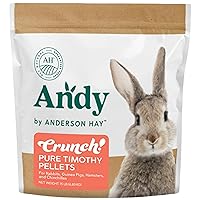 Andy Timothy Hay Pellets, Crunch! Pure Organic Rabbit Food, 15 lb Bag, Premium Guinea Pig and Chinchilla Hay, Balanced Nutrition for Rabbits, Chinchillas, and Guinea Pigs
