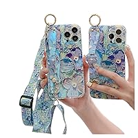 Soft Oil Painting Flowers Bracket Phone Case for Samsung Galaxy A04 S E A14 A34 A54 4G 5G, Wrist Strap, Lanyard, Stand Back Cover, Popular Rhinestone Shell(Purple Flower,A54 5G)