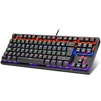 Rii RK908 Mechanical Gaming Keyboard 9 Backlight Modes BlueSwitch Switches with 88 Keys for PC Windows, Linux, Mac, Spanish QWERTY - Black