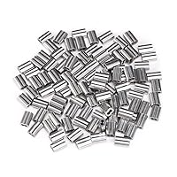 60pcs 1.4mm Aluminum Crimping Loop Sleeve Double Barrel Ferrule Cable for Wire Rope Cable and Anything Require Strong Cable