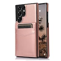 ZIFENGXUAN-PU Wallet Case for Samsung Galaxy S24ultra/S24plus/S24 with Multiple Card Slots with Kickstand Function All-Round Shockproof (S24 Ultra,Gold)