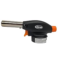 Sterno Butane Fuel Cooking Torch With Adjustable Dial, Anti-Flare, & Automatic Safety Shut-Off Sensor
