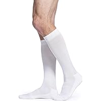 Sigvaris Men’s Motion Cushioned Cotton 360 Closed Toe Calf-High Socks 20-30mmHg - Whie - Medium Long