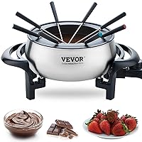 VEVOR Electric Fondue Pot Set, 3 Qt Melter for Cheese & Chocolate with 8 Forks, Candy Warmer with Temp Control, 1000W Non-Stick Stainless Steel Melting for Dessert, Broth, Wax Candle, Party Gift