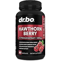 Hawthorn Berry Capsules Supplement - 1330mg 4:1 Hawthorn Extract for Digestion & Heart Health Supplements - Extra Strength Fresh Hawthorn Berry Extract Berries Non-GMO - 60 Hawthorne Supplement Pills
