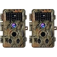 2-Pack 32MP 1296P Trail Cameras Night Vision No Glow H.264 Video Motion Activated 0.1S Trigger Time Waterproof for Outdoor Wildlife Hunting and Home Security Surveillance