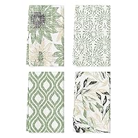 Artoid Mode Green Floral Leaves Boho Kitchen Towels Dish Towels, 18x26 Inch Seasonal Spring Summer Decoration Hand Towels Set of 4