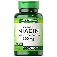 Nature's Truth Flush Free Niacin | 500mg | 100 Capsules | Non-GMO & Gluten Free Supplement