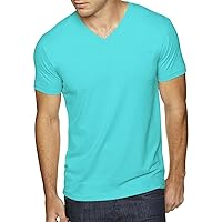 Next Level Men's Premium Sueded Short Sleeve V-Neck T-Shirt, XS, TAHITI BLUE
