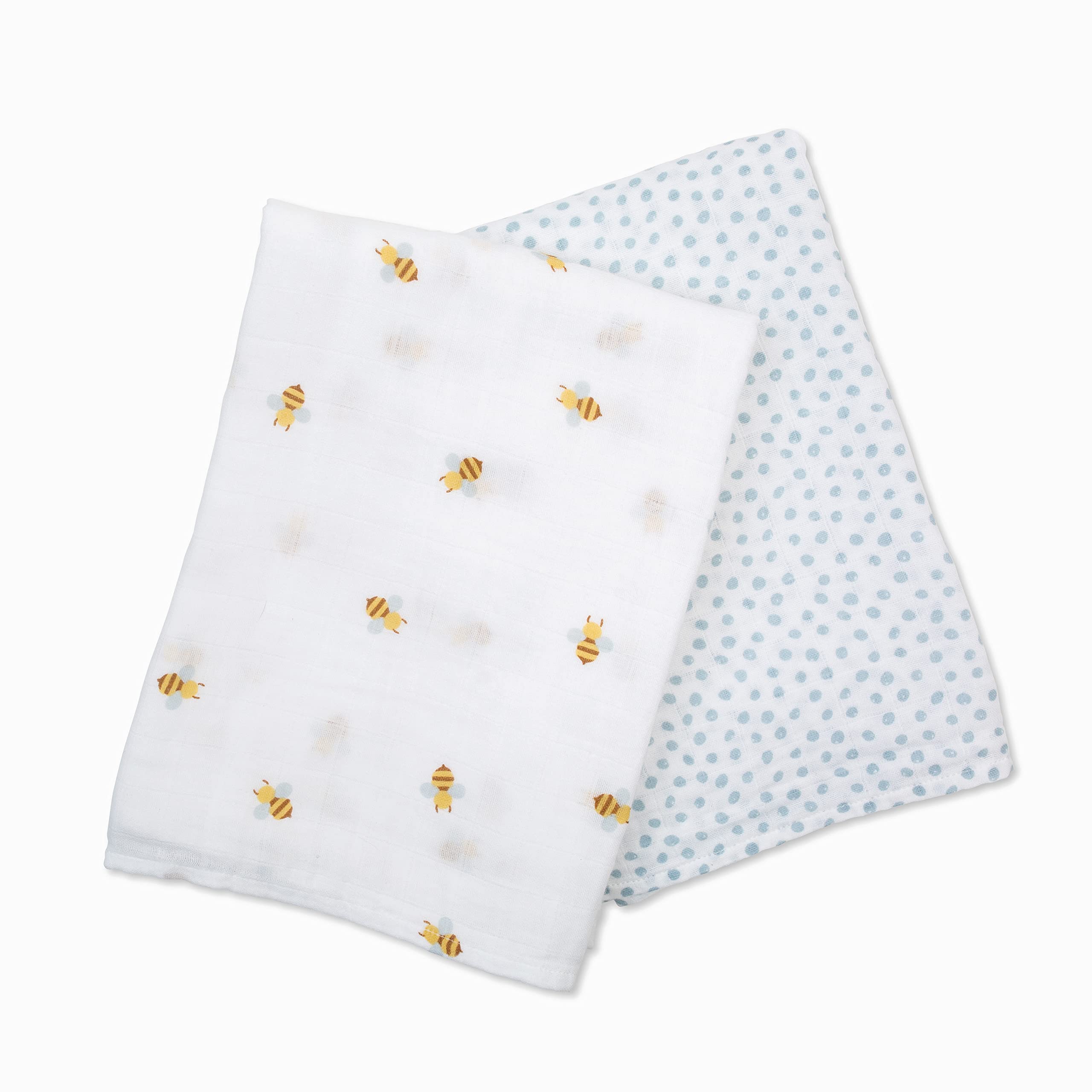 lulujo Boho Swaddle Set, Cotton Muslin Blankets, 2 Pack (Bees & Dots)