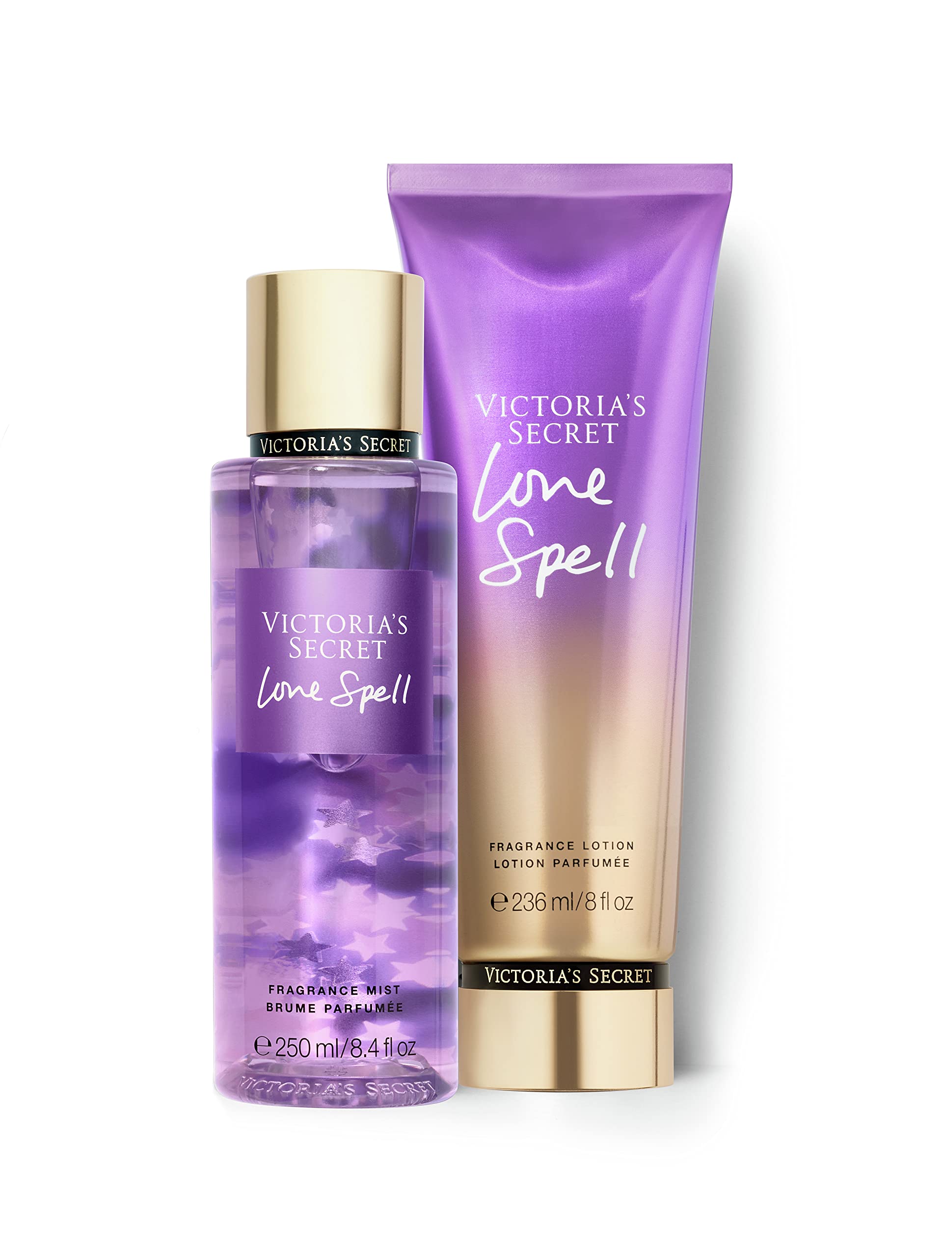 Victoria's Secret Love Spell Mist & Lotion Set for Women, Notes of Cherry Blossom and Fresh Peach Fragrance, Love Spell Collection, Assorted
