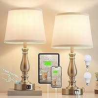 Table Lamps for Bedrooms Set of 2 - Touch Bedside Lamps with Dual USB Ports, 3 Way Dimmable White Nightstand Lamps for End Tables, Farmhouse Night Stand Lamps for Living Room Bed Side Guest Room