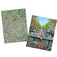 Pintoo - Two Plastic Jigsaw Puzzles Bundle - 4800 Piece - Tom Parker - Taipei MAP and 500 Piece - Bike Flowers and Canal. Amsterdam, Netherlands [H2546+H1438]