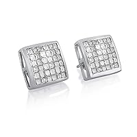 1.85 Carat (Cttw) Princess Cut White Natural Diamond Stud Earrings 14K Solid White Gold Screw Back (G-H Color, SI Clarity,11 MM)