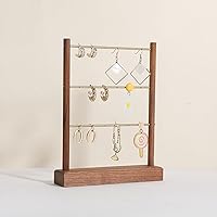 GemeShou small wooden jewelry organizer shelf with 3 tiers, Walnut earrings display stand for selling, Wood earring storage organizer rack for boutique store【Earring shelf-3 tiers】