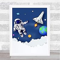 The Card Zoo Astronaut Floating In Space Rocket Children's Kids Wall Art Print