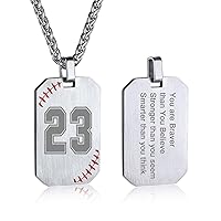 GOLDCHIC JEWELRY Sport Necklace for Men Boys, Customized Unisex Stainless Steel Baseball Cross Necklaces/Soccer/Football/Basketball Necklace with Chain Sports Fan Gift