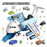 Airplane Toys for 3 Year Old, Toy Airplane for Boys Kids Age 4-7, Large Transport Spray Aeroplane Toys with 10 Vehicle Cars, 3 4 5 6 Year Old Boy Toys