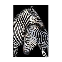 Black and White Animal Zebra Poster Two Zebras Hugging Wall Art Picture Print Canvas Painting for Living Room Office Modern Home Decor Mural (16x24inch(40x60cm),No Framed)