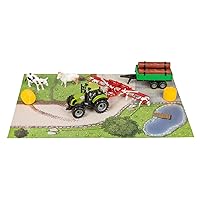 40017 Straw Tractor Set Trailer for Wood Turner/Straw Bales and a Cow and a Ram Figure