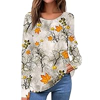 Sexy Long Sleeve Tops for Women, Fashion Casual Round Neck Floral Print Button Decorated T-Shirt Top Plus Size Going Out Tops Womens Thermal T Shirts Tops Sportswear Shirts (3XL, Yellow)